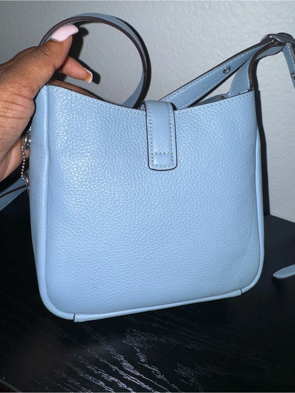 Coach Hadley mini Pebbled Leather Crossbody Bag in Light Blue